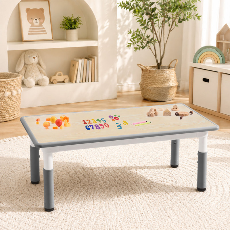 Table d'enfant ajustable, plateau à motifs de graffiti, hauteur réglable, 3 à 8 ans, Blanc / beige