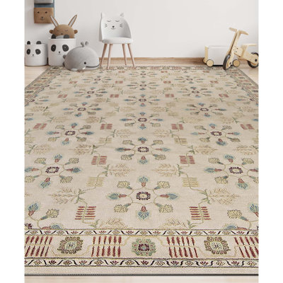 Tapis ivoire noué à la main de haute qualité