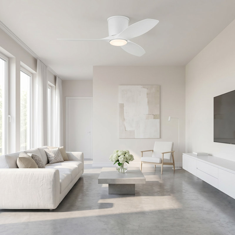 Aisling Ceiling Fan with LED Lights, 44", Matte White, Matte White