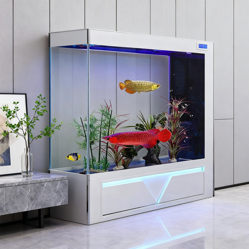Aquariums en verre ultra-transparent avec bande lumineuse cachée, Blanc, 83,92 gallons (H 51,18 po x l 39,37 po x P 15,75 p