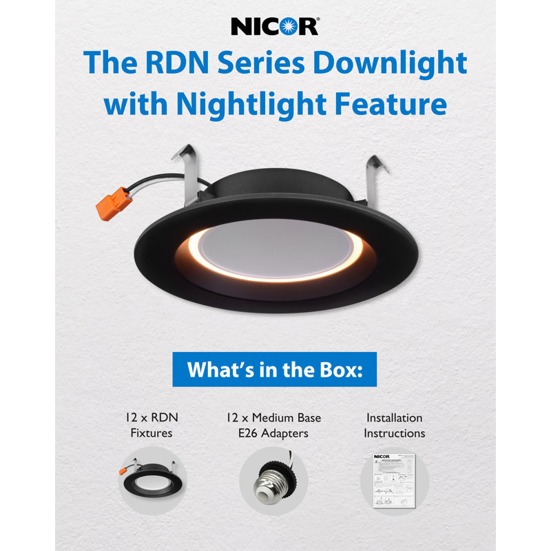 Luminaire à DEL noir sélectionnable de 4 po avec fonction veilleuse (paquet de 12)