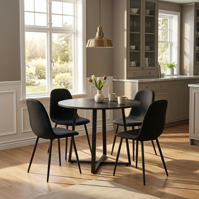 Ensemble de salle à manger 5 pièces 35,4 po avec 4 chaises d'appoint rembourrées
