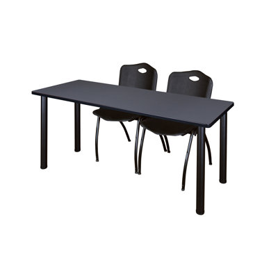 Regency Kee 60 X 24 In. Training Table- Beige Top, Black Legs & 2 M Stack Chairs- Black
