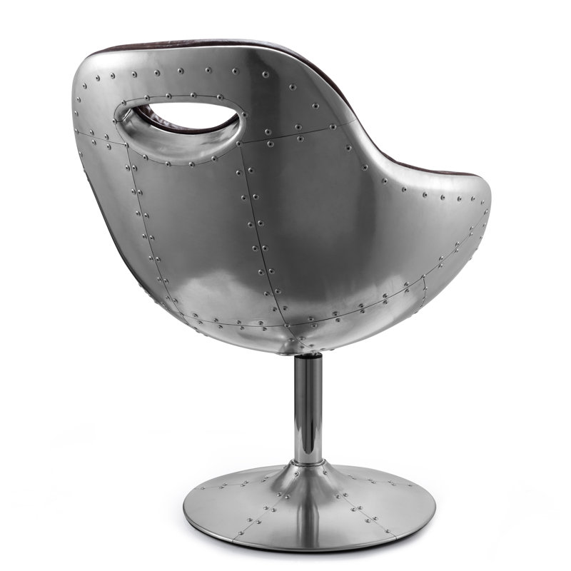 Lujan Upholstered Swivel Barrel Chair, Brown