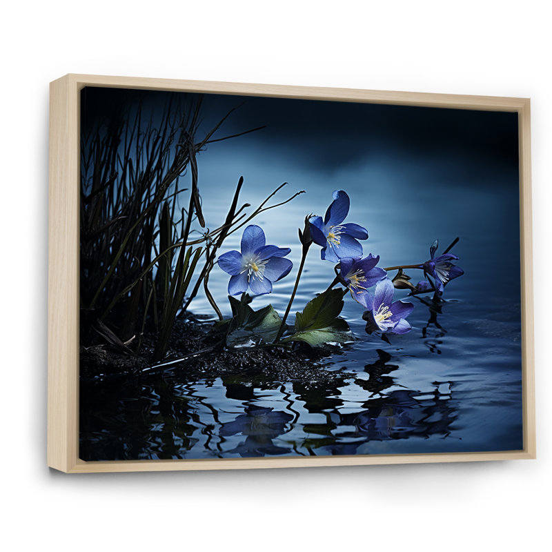 Violettes charme en hiver, Cadre naturel flottant, H 24 po x l 32 po
