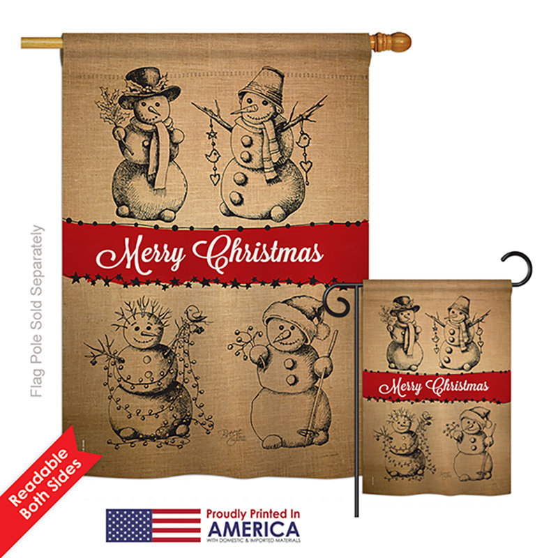 Drapeau de maison / jardin en polyester Snowman Fun Impressions