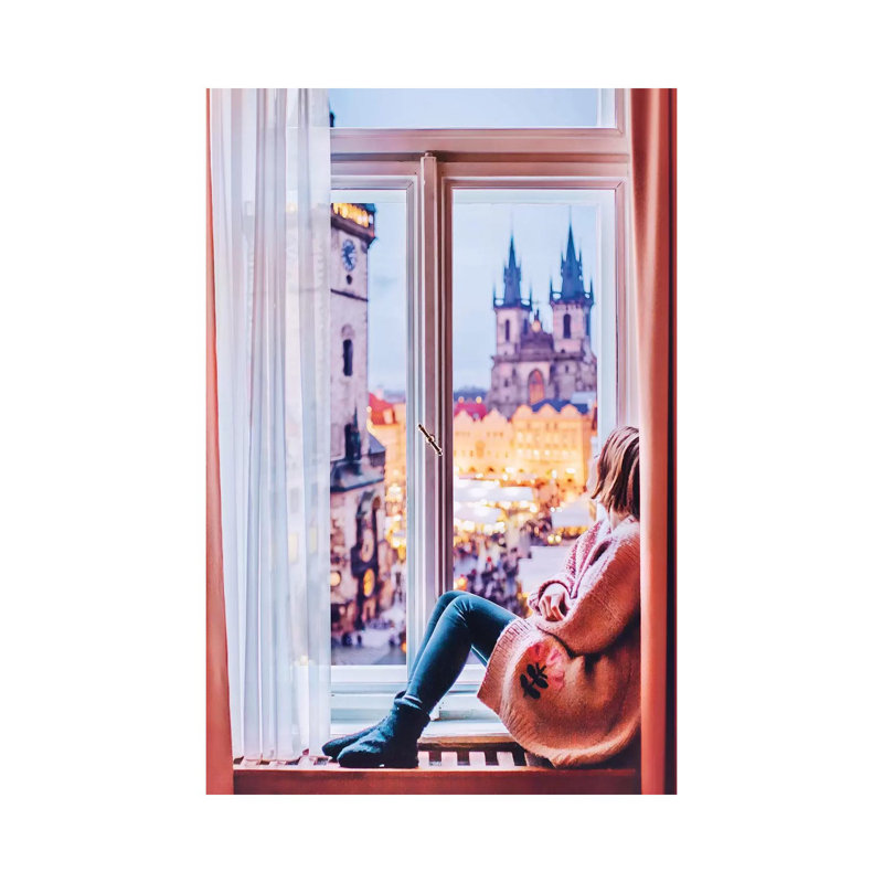 Vue de Prague par Hobopeeba-impression, Toile tendue, Pas de tapis, H 12 po x l 8 po x P 0,75 po