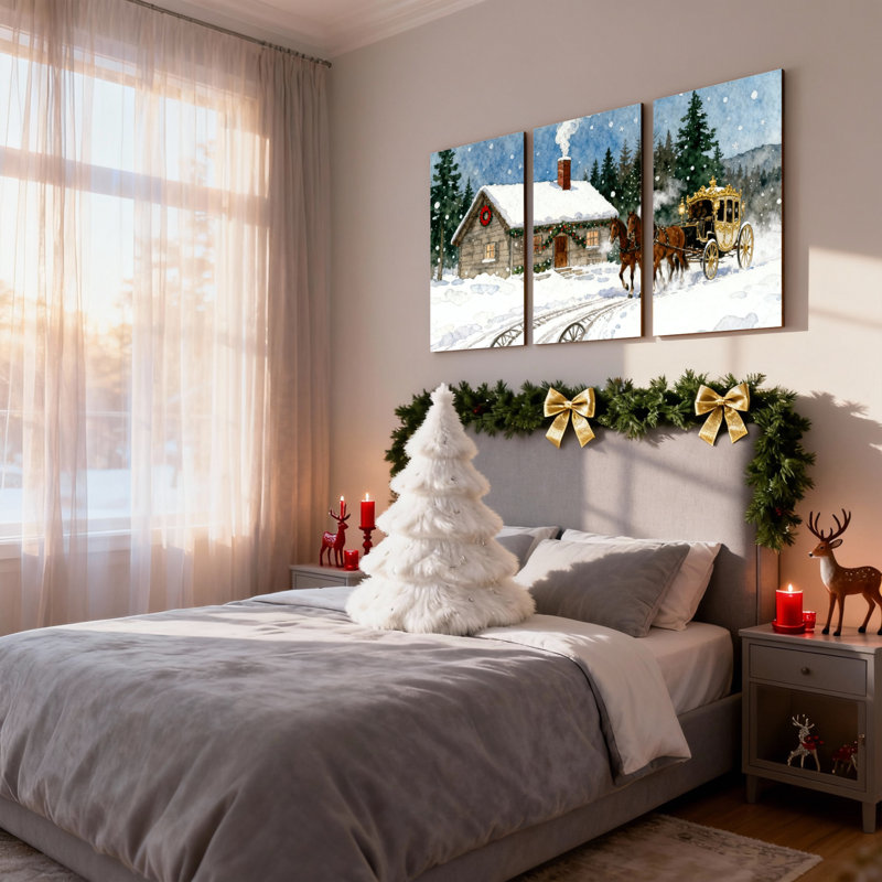 Ensemble de 3 impressions sur toile de Noël, H 18 po x l 36 po