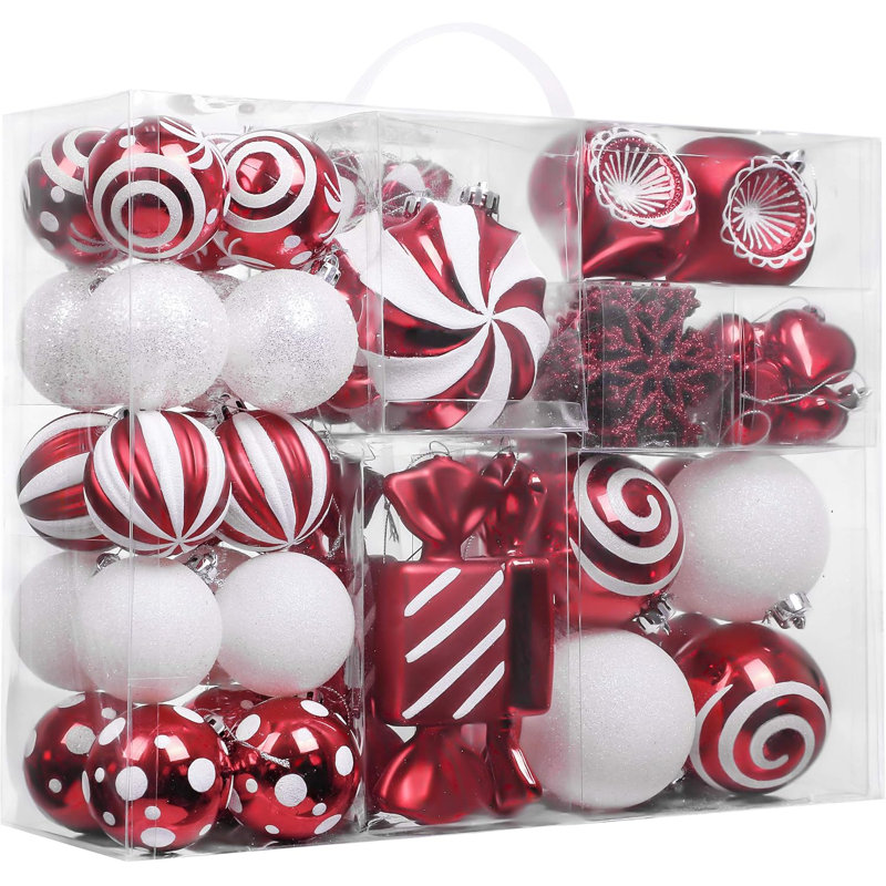  Ensemble de décorations de Noël pour Noël, canne à sucre 108ct, rouge et blanc, décoration de sapin de Noël incassable