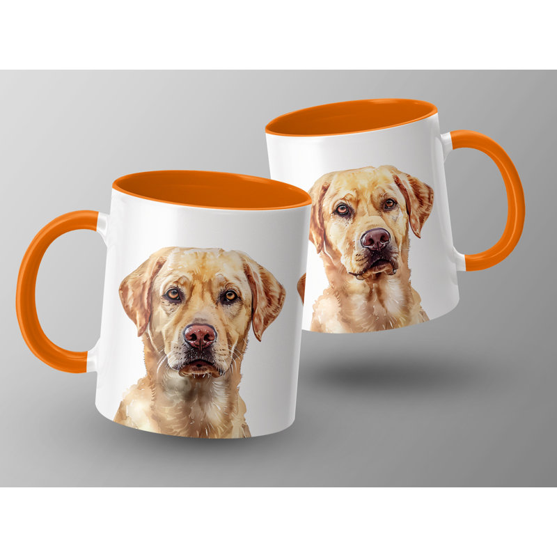 Yellow Labrador Design 11oz Coffee Mug, Orange, 3