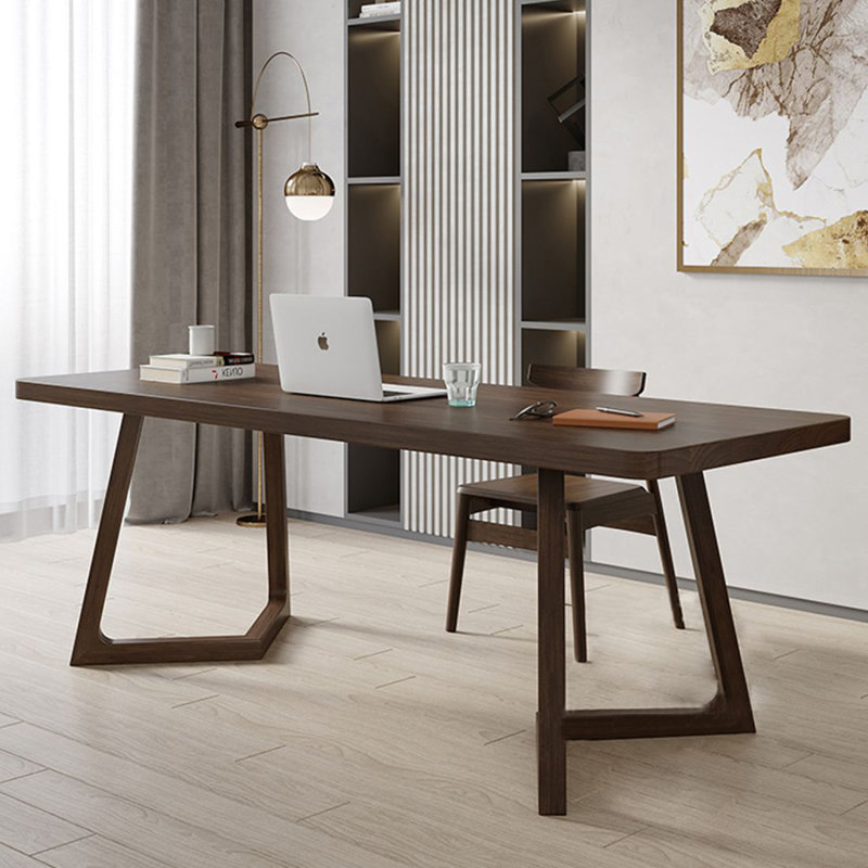 Bureau d'écriture rectangulaire en bois massif brun noisette, H 29,53 po x l 78,74 po x P 23,62 po