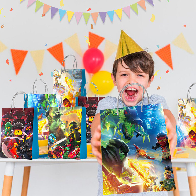Ninja, sacs-cadeaux de fête pour enfants, ensemble de 16 décorations de cadeaux Ninja