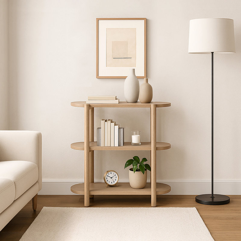 Bibliothèque moderne 32 ", (2 tablettes) H 32 po x l 32 po x P 15 po, Chêne grillé