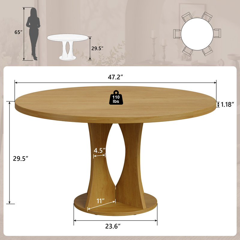 Table de salle à manger 47,2 pouces, Chêne