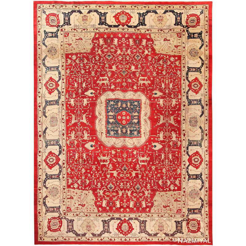 Antique Oriental Indian Agra Rug