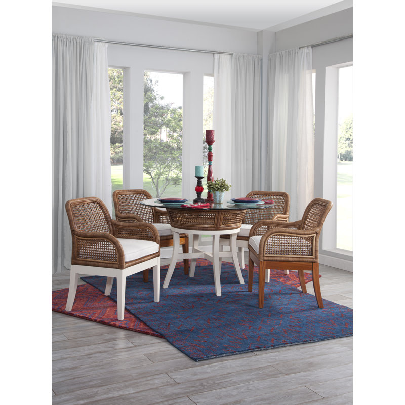 Boone Round Glass Dining Table, Frost White Finish, 60" W x 60" L, Havana