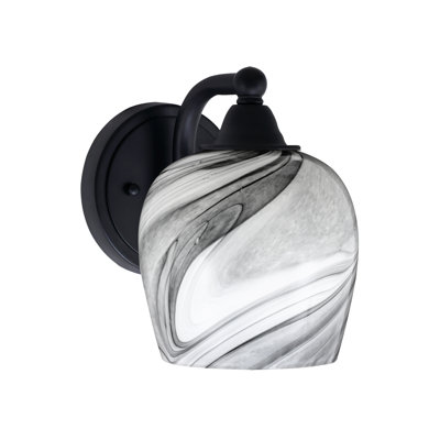 Paramount Wall Sconce Shown In Matte Black Finish With 6" Onyx Swirl Glass