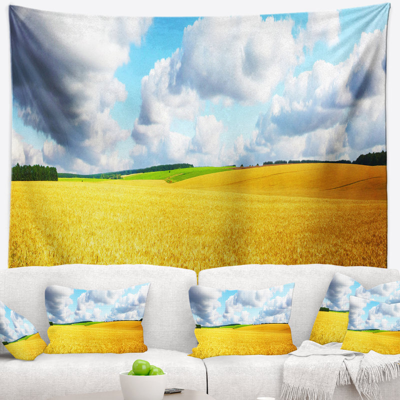 Paysage, paysage magnifique champ tapisserie, H 78 po x l 92 po