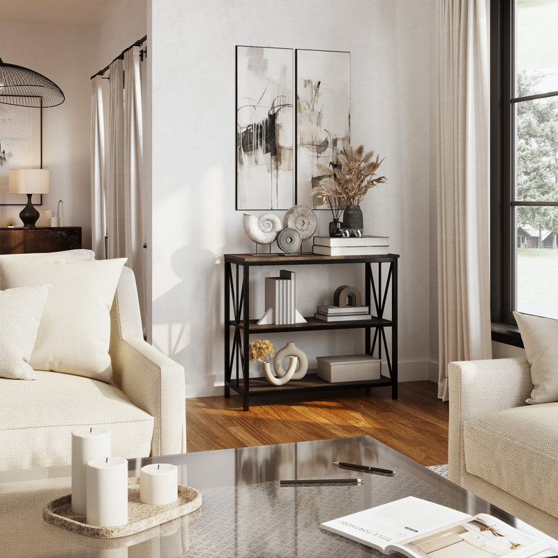 Bibliothèque à 3 niveaux Lavish Home L 35,5 po x l 15 po x H 31,25 po, grain de bois brun