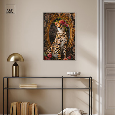 Art Remedy Modern Tiger Art Canvas, Ornate Cheetah Mirror