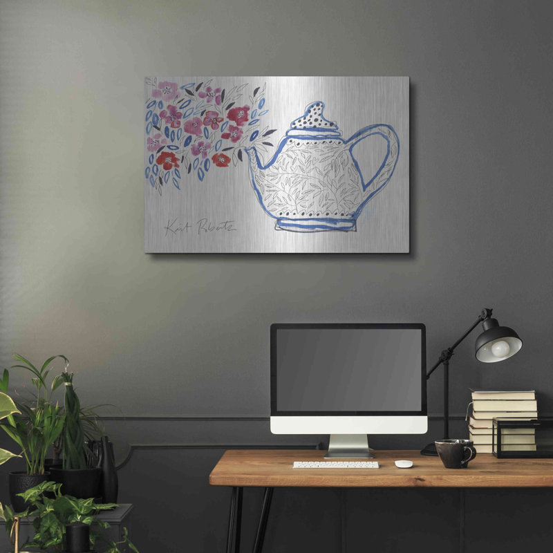 Art mural en métal «Granny's Tea Pot» par Kait Roberts, Luxe, H 12 po x l 16 po