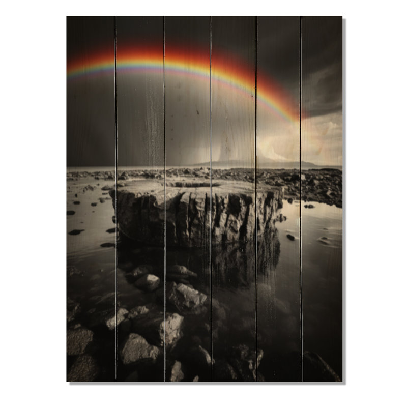 «Rainbow Colorful Monotone Landscape I» sur bois, H 40 po x l 30 po x P 0,78 po