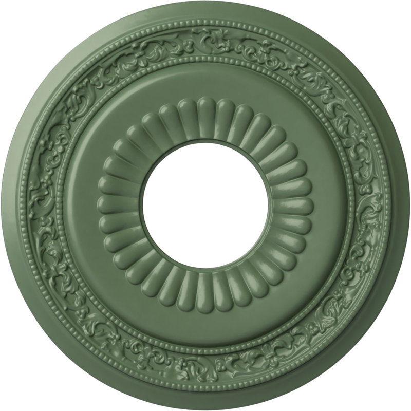 Endurathane Lauren Ceiling Medallion, 20 5/8"OD x 6 1/4"ID x 1 3/8"P (Fits Canopies up to 6 1/4"), Hand-Painted Athenian Green Finish