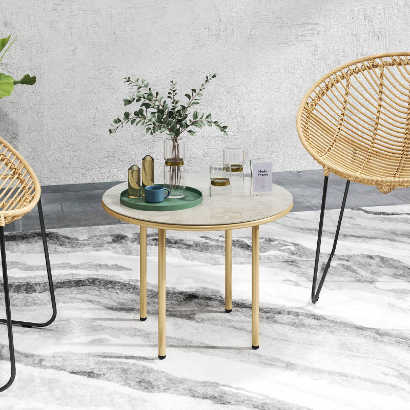 Round Metal Outdoor Coffee Table , 60cm W 60cm D