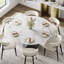 Table de salle à manger ronde 59 po pour 6 personnes, table de cuisine circulaire avec plateau en pierre frittée blanc brillant et base en acier inoxydable noir