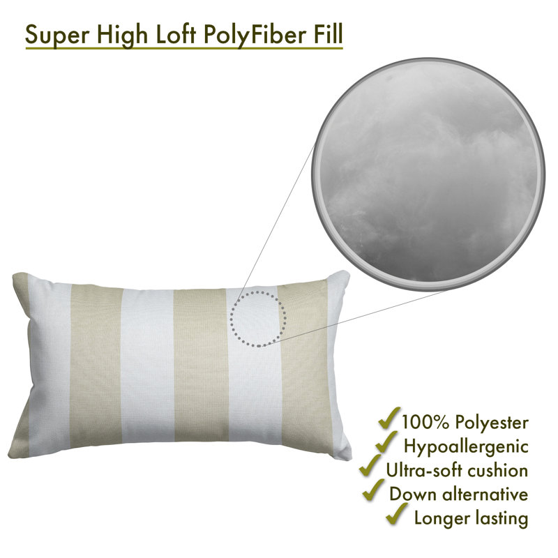 Vertical Stripe Outdoor Rectangular Throw Pillow, Sand