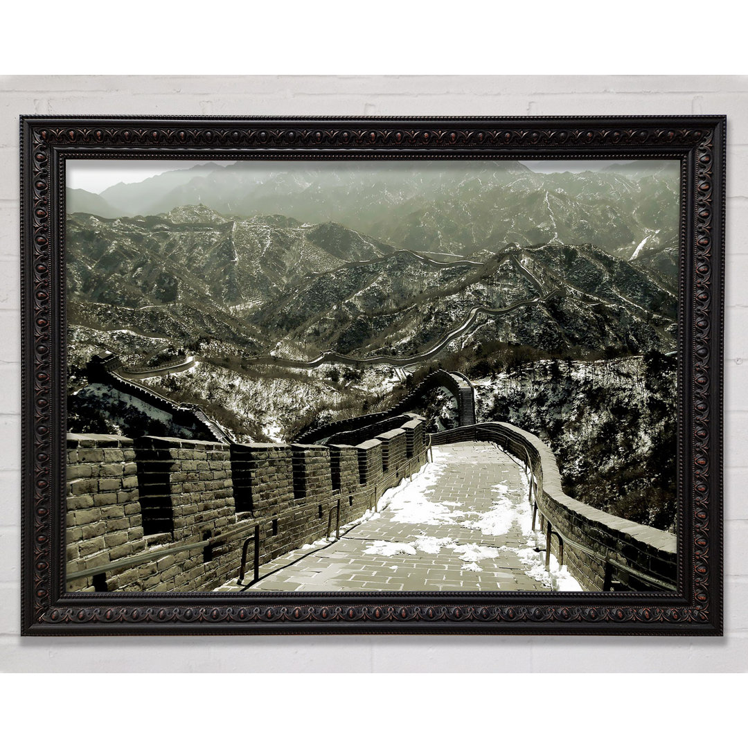 Die Chinesische Mauer in Sepia - Druck