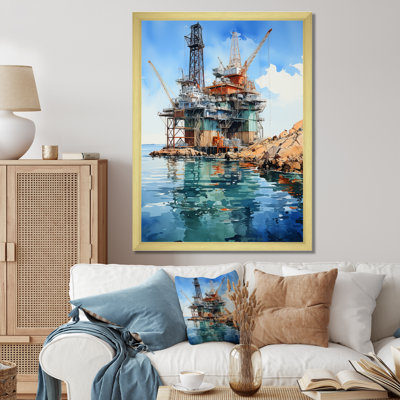 «Hinnerk Teal Oil Rigs Fields Offshore I», reproduction d'art sur toile