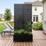 Jardinière Eulau en métal avec roulettes, noire, 183 cm (H) x 89 cm (L) x 41 cm (P),