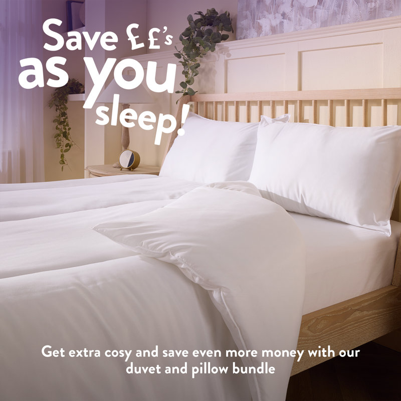 Feels Like Down 10.5 Tog All Year Round Duvet with 2 Medium Support Back Sleeper Pillows, Double