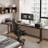 Light walnut L-Shaped Solid Wood desks-107510417-107510420