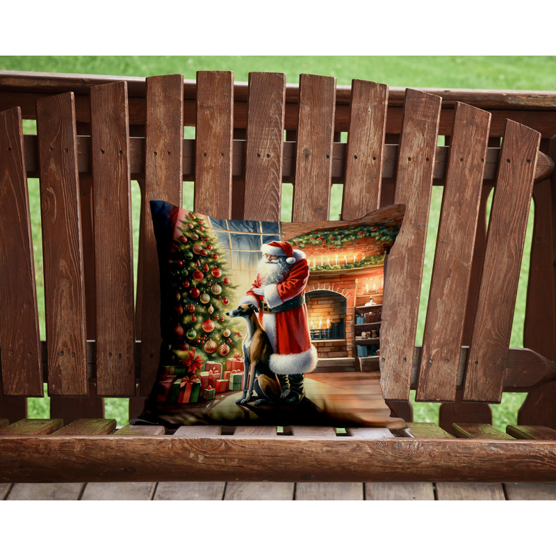 Coussin Greyhound and Santa Claus, H 14 po x l 14 po