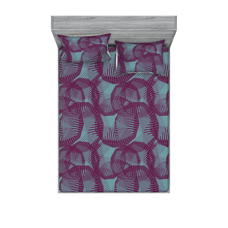 Drap-housse et taies décoratives 3 pièces Ambesonne, Ensemble de draps pour très grand lit avec 2 taie