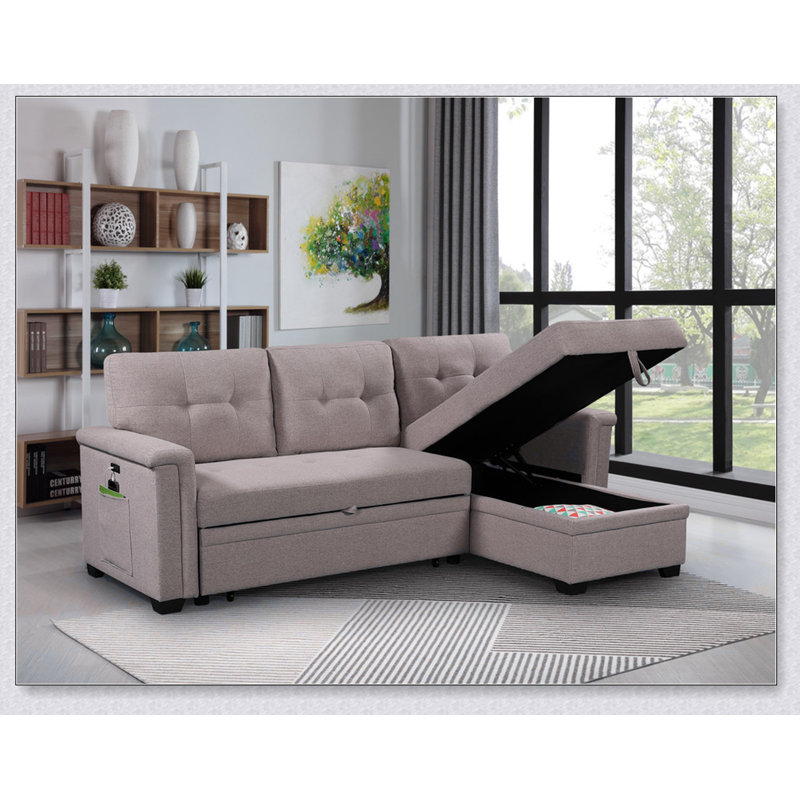 Canapé-lit modulaire réversible gris clair Ashlyn