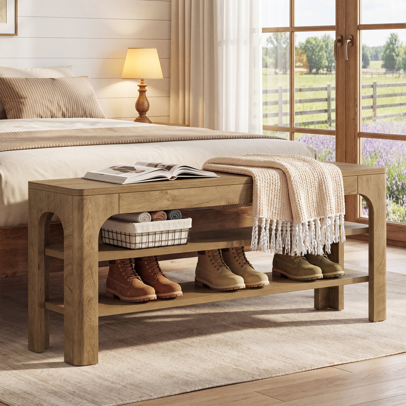 47.24" Entryway Shoe Bench with 2-Tier Storages for Hallway