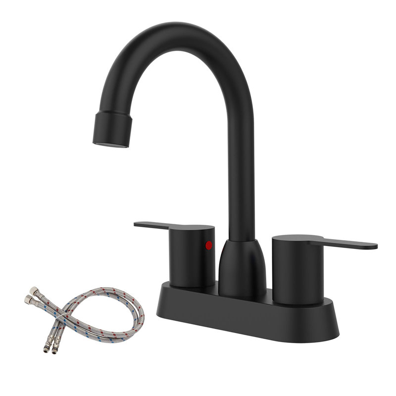 Ensemble de robinet de salle de bain 2 poignées pour 3 trous, Noir mat