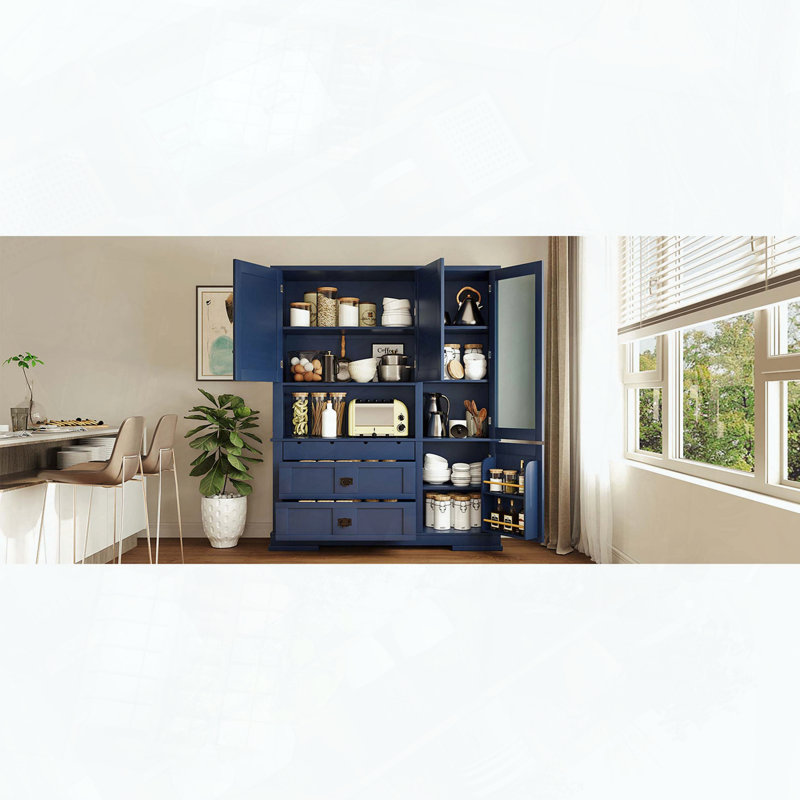 Armoire de cuisine sur pied Traditional, Bleu