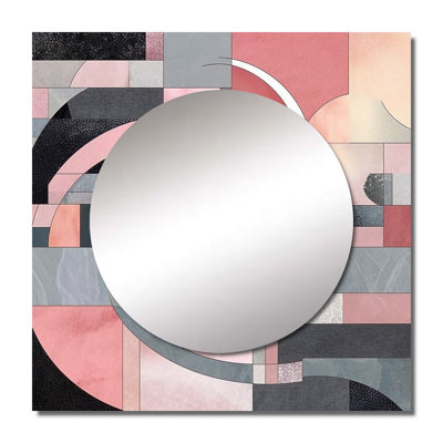 Allannah - Pink Transcendent Angles I Abstract Shapes Square Mirror Wall Art For Bathroom