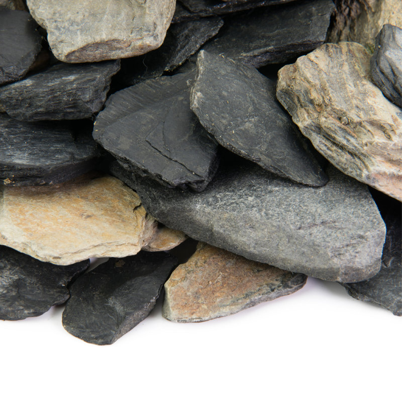 Natural Black and Tan Slate Chips Landscaping Rocks, 20 Pounds