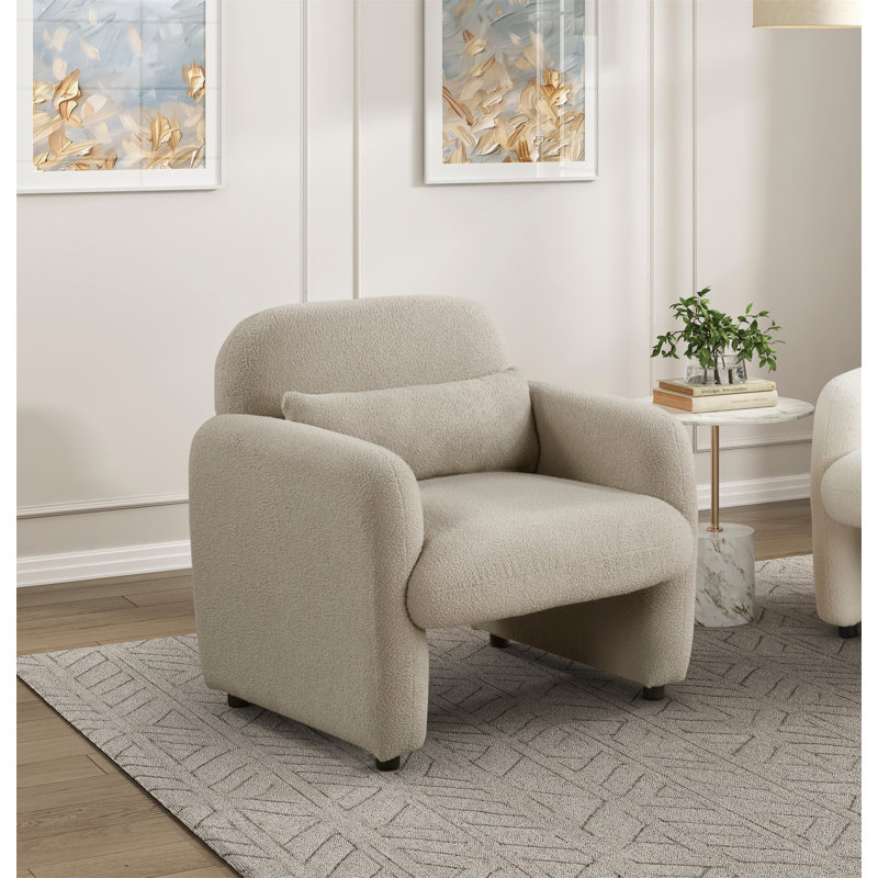 Fauteuil d'appoint contemporain de style taupe Boucle, Taupe