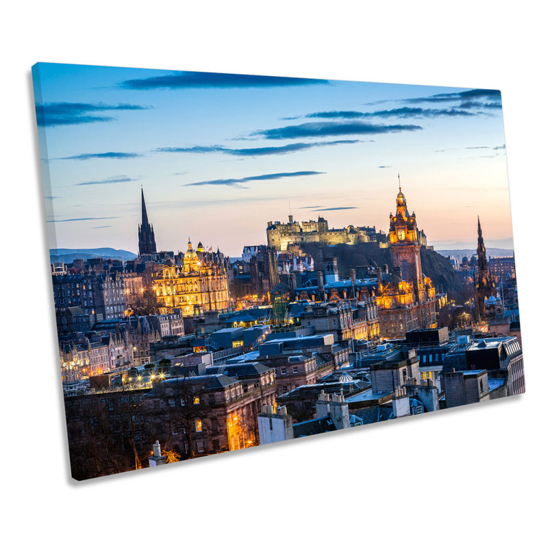 Edinburgh Sunset City Skyline - Wrapped Canvas Print, 30.5cm H x 45.7cm W
