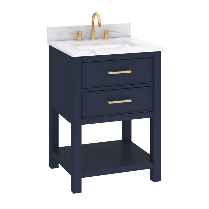 Brooks 25'' W Single Vanity, Navy Blue, Gold