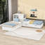 Lit plateforme simple et simple en bois avec lit gigogne, tablettes et 2 tiroirs-127888717