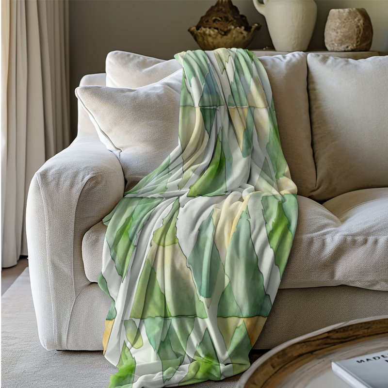 Geometric Fusion - Couverture sherpa de qualité supérieure 1 pièce, L 50 po x L 60 po