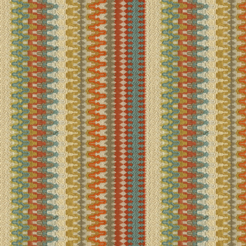Guaranteed in Stock Rayon and Cotton Fabric, Blue / Beige / Orange
