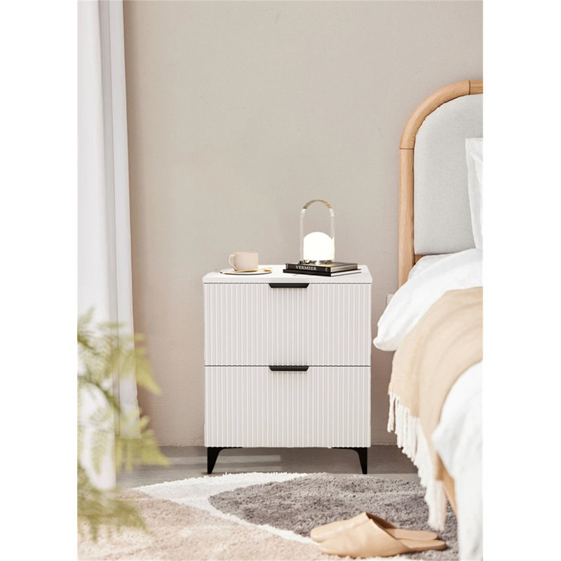 Table de chevet moderne à 2 tiroirs - Table de chevet polyvalente avec rangement spacieux, Blanc